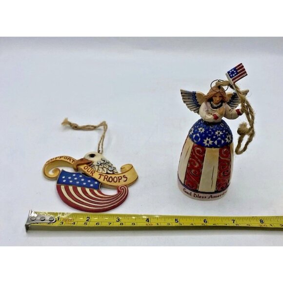 Jim Shore Heartwood Creek Patriotic Angel Eagle Christmas Ornament Lot 2 No Box - Picture 12 of 13
